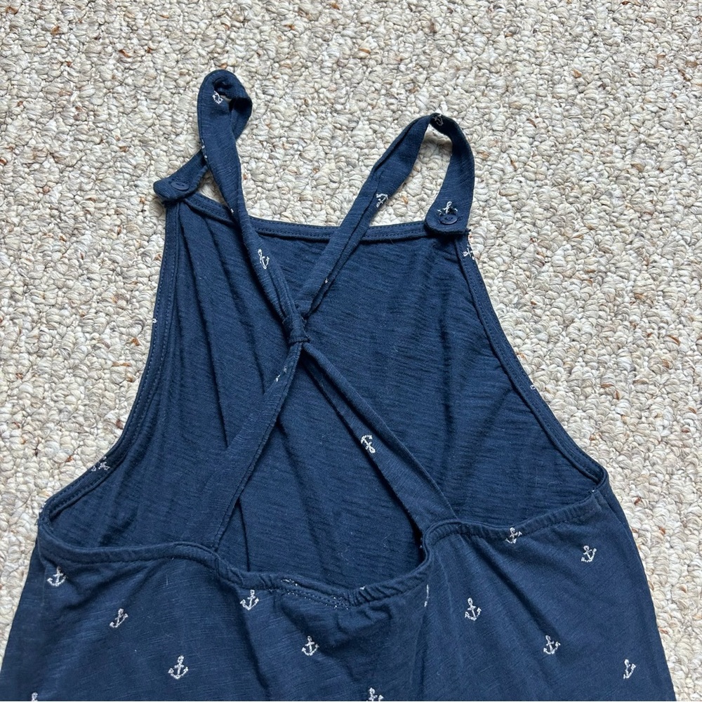 Roxy Romper Navy Blue Anchor Print Sleeveless Criss Cross Back Size Medium - Picture 5 of 13